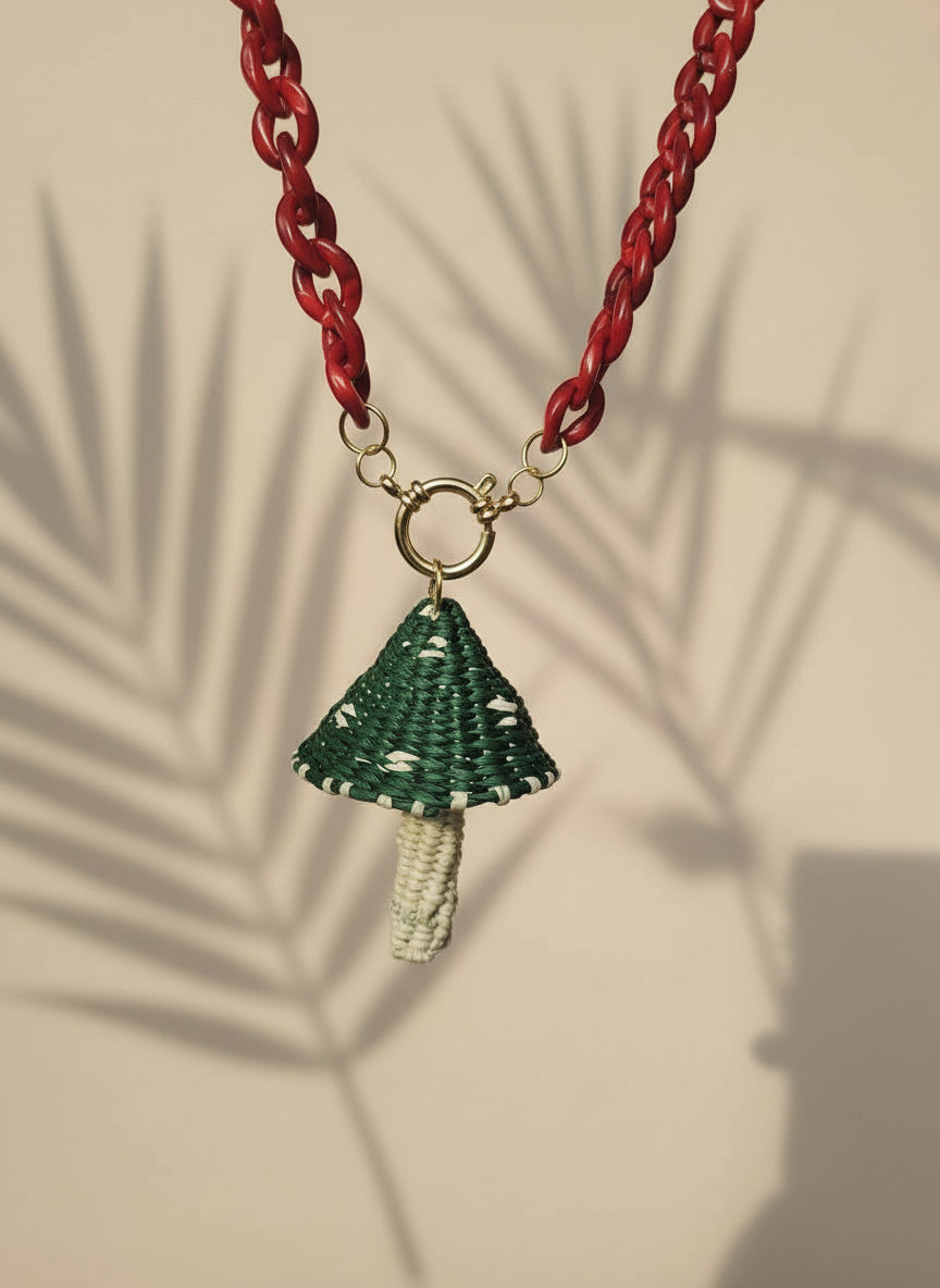 Hongo verde - tejido en rafia